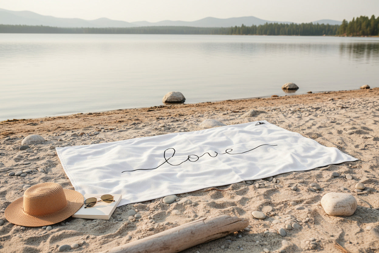 Love White Beach Towel - The Line