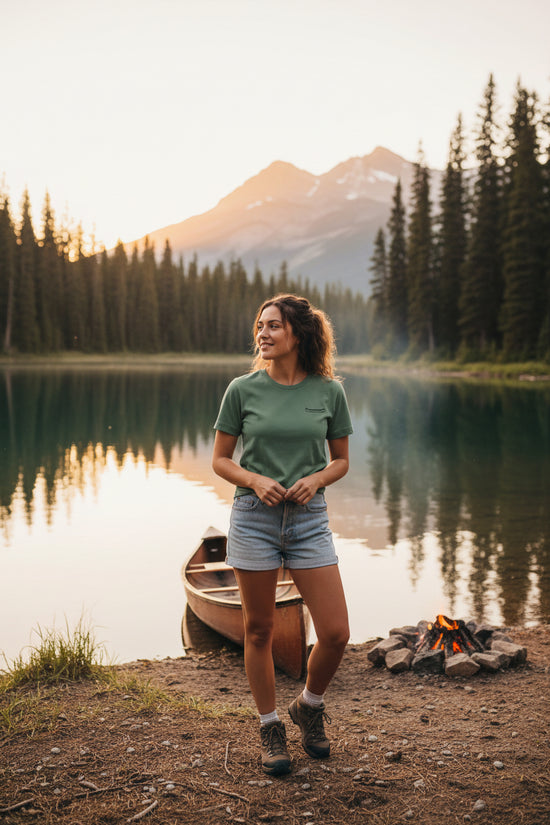Women's Canoe Embroidered High-Waisted T-Shirt - The Line