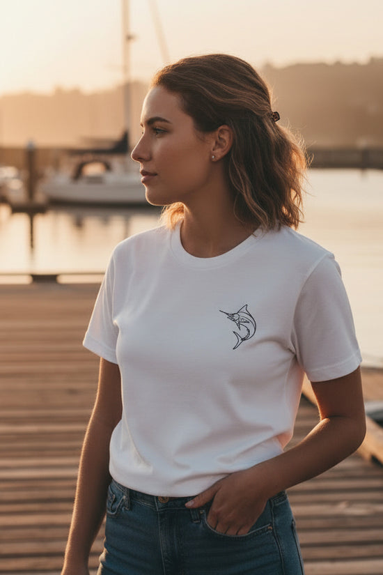 Women's Marlin Embroidered High-Waisted T-Shirt - The Line
